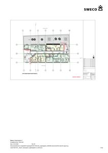 Etasjeplan (1. etasje) som viser romfordeling, vegger, dører og vinduer for en bygning.