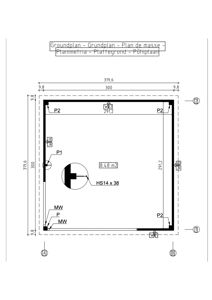 Situasjonsplan som viser bygningens plassering på tomt med dimensjoner og grunnplan.
