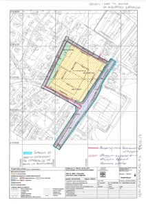 Situasjonsplan som viser tomtens grenser, bygningers plassering og infrastruktur.