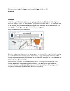 Situasjonskart som viser tomtens form, grenser og plassering av eksisterende bygninger (huset) i forhold til terrenget.