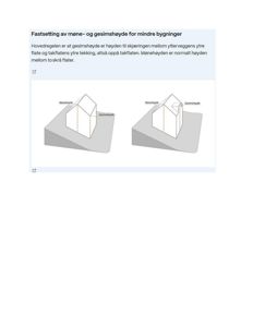 En illustrasjon som viser hvordan mønehøyde og gesimshøyde fastsettes på mindre bygninger.