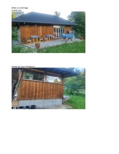 Fotografier av en vinterhage (fasade vest og fasade sør) med tekstbeskrivelser.