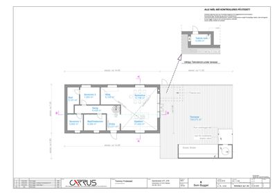 Etasjeplan som viser romfordeling, arealer og bygningsstruktur.
