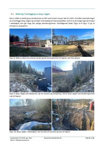 Fotografier fra en befaring av eiendom, som viser lavene, berg i dagen, og nabotomta.