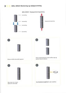 Teknisk instruksjon for montering av røykgassstrømningsretning (hunn/hann-koblinger).