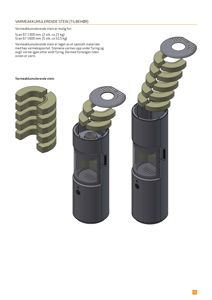 En teknisk illustrasjon som viser oppbygningen av varmeakkumulerende stein for en kamin eller peis.