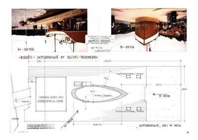 Et sammensatt bilde som viser en tegning av en havn (Dypvannskai) på venstre side, og to foton av en båthavn (Bilde-N og Bilde-M) på høyre side.