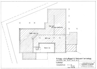 Fundamentplan for utvidelse av Krobygg til Restaurant / servicebygg