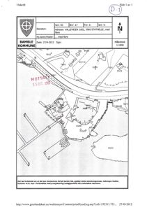 Situasjonsplan (tomtekart) som viser eiendomsgranser, bygninger og infrastruktur for Vallevieien 1002 i Statshelle.