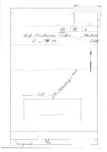 Situasjonsplan for et saniteranlegg (Vallev 1000) med angitte mål og plassering.