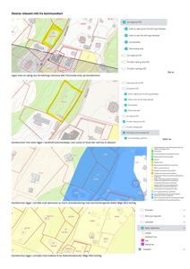 Bildet viser en samling av kart fra kommunen som viser eiendommens beliggenhet, arealplaner og geologiske forhold.