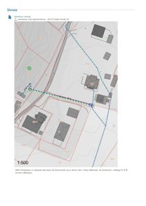 Situasjonsplan (kartskisse) som viser tomtens beliggenhet, nabotomter, veier og høydemål.