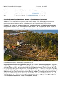 Dronefotografi av eiendom med eiendomsgrenser markert med hvit stiplt linje