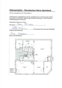 Etasjeplan som viser romfordeling, arealer og funksjoner i et bygg (her en bankfilial).