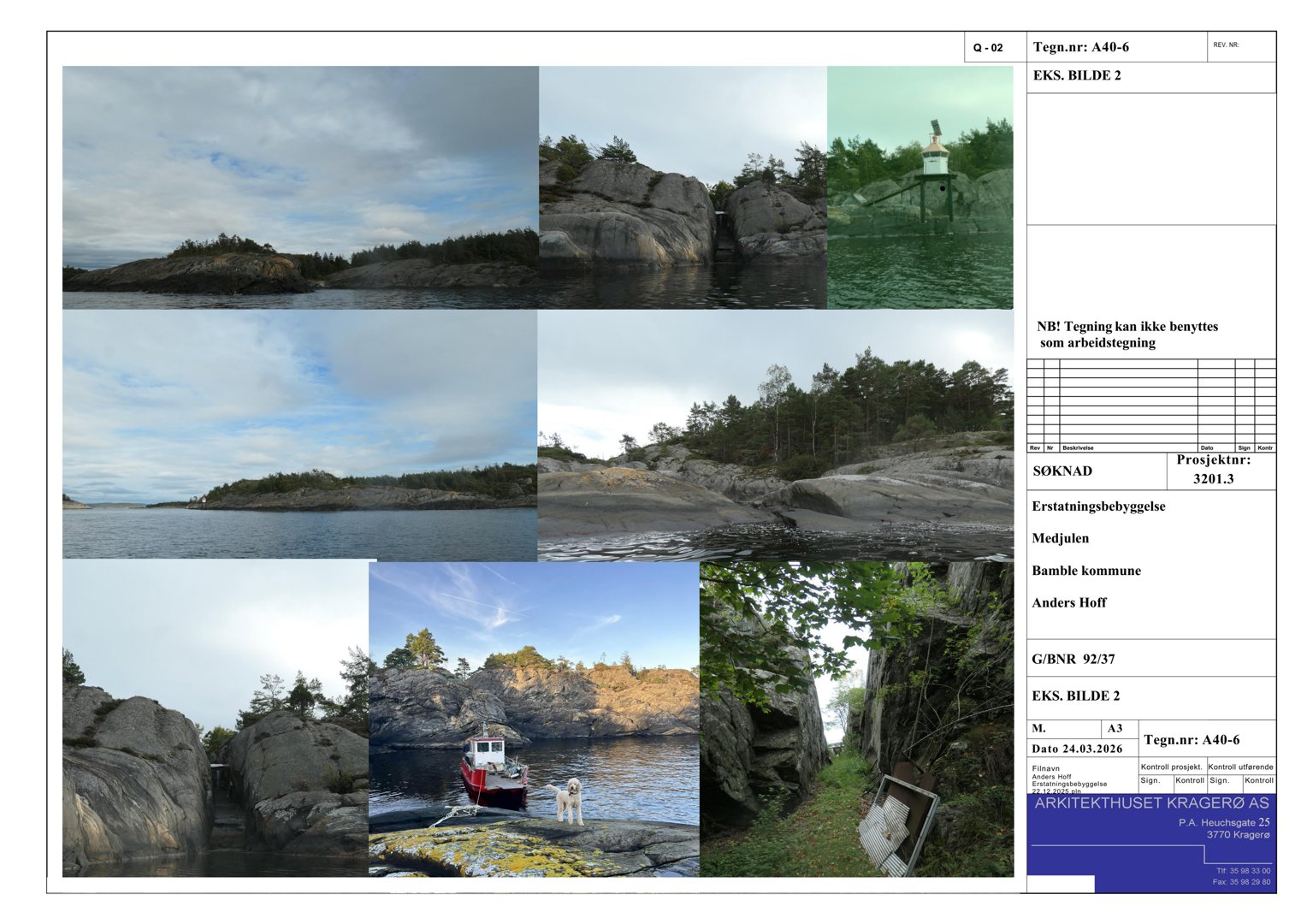 En samling av flere fotografier som viser et kystlandskap med klipper, vann og en båt.
