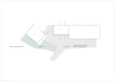 Etasjeplan som viser romfordeling, veggposisjon og arealoppdelinger (BYA og ikke-beregnet areal).