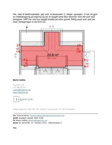 Etasjeplan (2. etasje) som viser bruksarealet (22,8 m²) for en telefonsamtale i garasjen, med målinger og helling.
