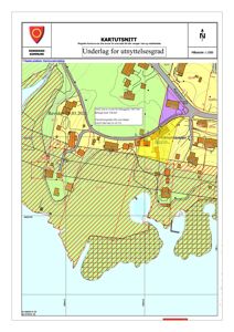 Situasjonsplan (kartutsnitt) som viser tomtens beliggenhet i forhold til nabolag, vegnett og vannareal.