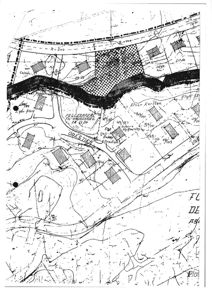 Kart eller situasjonsplan som viser eiendomsgrenser, eiendomsnummer, vegnavn (f.eks. 'OPPLAND') og topografi.