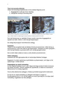 To fotografier av et byggefelt og en bekkenløp, inkludert tekster under bildene som beskriver vinkler og dato.