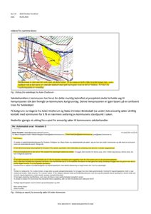 Bildet viser en situasjonsplan eller et kart som illustrerer et byggeområde med farger (gult, rødt, blått) og tekstmerking. Det er også inkludert en e-postutskrift som refererer til dette kartet.