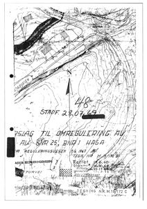 Situasjonsplan som viser topografi, vegnett (Stadveien, Turvei) og arealbruk i et område ved Haga.