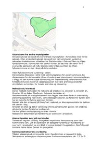 Et situasjonskart som viser et grønt utpekt område (sannsynligvis en bekken eller vassdrag) i forhold til eksisterende bygninger og terrengform.