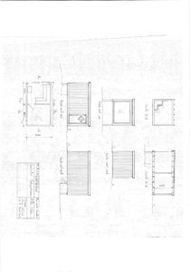 Tegning som viser detaljerte oppriss (A-A og B-B) av en konstruksjon, sannsynligvis en veranda eller en liten bygning, med mål og notasjoner.