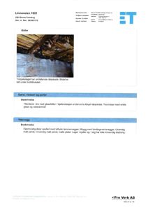 Fotografi av en trebjelkelag med omfattende råteskade, tatt under butikklokalet.