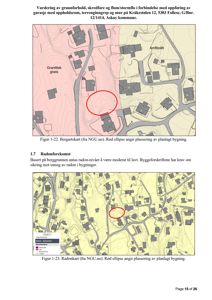 Bildet viser to kart (bergartskart og radonkart) som er brukt i en vurdering av grunnforhold for en byggesak.