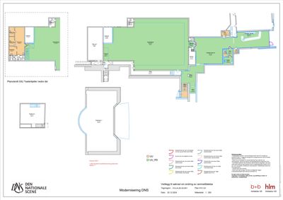 Etasjeplan (rammeliteise) for et bygg, som viser romfordeling, vegger, dører og tekniske detaljer.