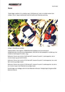 Flyfoto eller luftfoto av et byggeområde med en bygning markert med en rød sirkel.