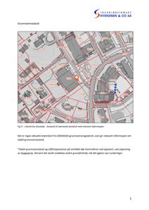 Kartutsnitt (Fig 5) som viser grunnvannsstand i forhold til bygninger og borehull i området Granada.