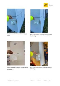 Fotografier av prøvetaking av fasademaling og isolasjon fra en bygning.