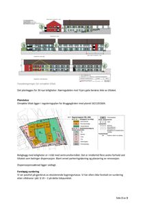 Bildet viser fasadetegninger for et nytt boligprosjekt med 34 leiligheter. Det er tegnet oppriss av bygningen sett fra tre ulike vinkler (vest, syd og nord), som viser fasadefarger, vindusoppsett og takform.
