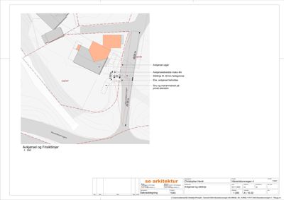 Kart som viser avkjørsel, frisklitlinjer og topografi for eiendom på Håvardstunvegen 4.