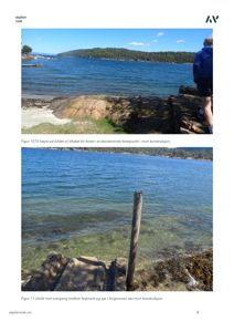 Fotografier av et kystlandskap med sjø, klipper og en person, som illustrerer eksisterende forhold på byggeplass.