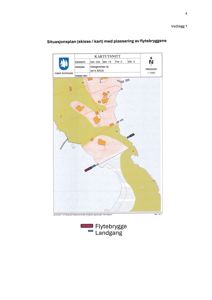 Situasjonsplan (skisse/kart) som viser plassering av flytebryggene i forhold til eiendommen og nabolaget.
