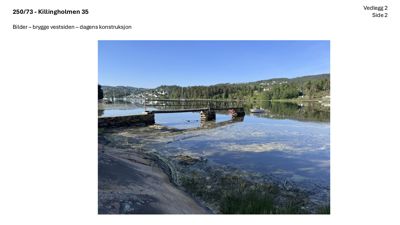 Fotografi av en brygge og omgivelsene ved Killingholmen 35.