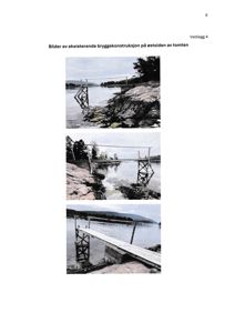 Fotografier av en eksisterende bryggekonstruksjon ved vannkanten.