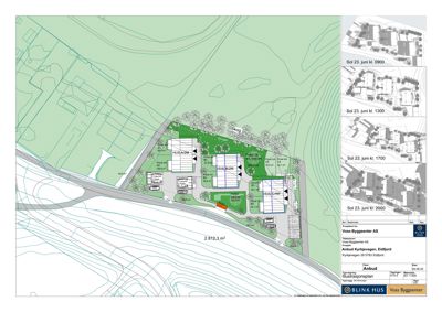 Situasjonsplan (Illustrasjonsplan) som viser tomtens beliggenhet, topografi, plassering av bygninger og omgivelser.