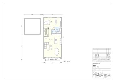 Etasjeplan (Plan 2) som viser romfordeling, dimensjoner og areal for et hus.