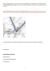 En situasjonsplan eller ledningsplan som viser rørledninger (V9, V9915, V9917) i et krysset med topografi og eksisterende infrastruktur.