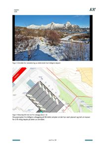Situasjonsplan som viser tomtens topografi, eksisterende vegger, og planlagt byggefelt med konturer for tidligere utbygging.