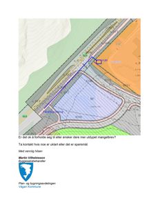 Situasjonsplan som viser tomtens beliggenhet i forhold til vei, nabotomter og høydemål.