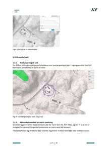 Bildet viser en side fra en rapport som inneholder to kart. Det øverste er et topografisk kart med en grafikk (Figur 6), og det nedre er et kvartærgeologisk kart med en markering av et område (Figur 4).