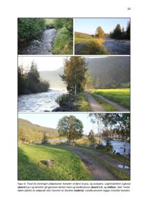 Fotografier som viser trase for en forlenget utløpskanal i et naturområde.