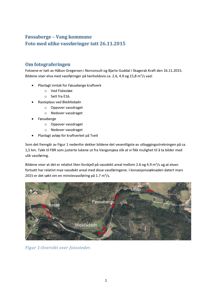 Et dokument med tekst om Føssaberge kraftverk og en satellittbilde (foto) av elva med merket fotosteder.