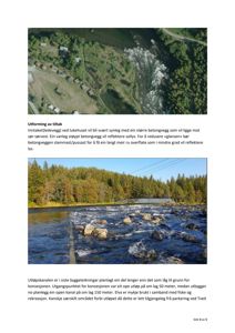 Fotografier av et utløp og en kanal i et naturområde, med tilhørende tekst om utforming av tiltak.