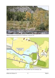 Fotografi av et naturområde med elv, skog og fjell, som illustrerer kraftstasjonsområdet.